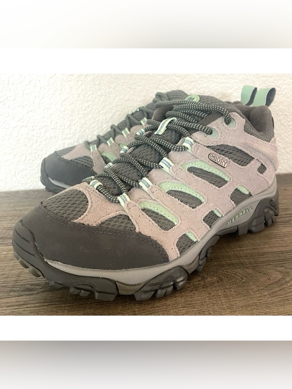 Merrell Moab 2 Shoes Womens 9 Drizzle Mint Waterproof Vibram Hiking Trail J24462